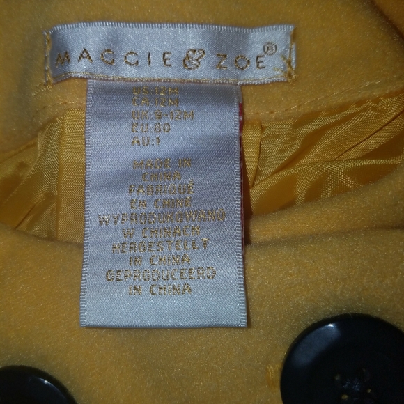 Maggie & Zoe Baby Coat Yellow Size 12 Months. - Picture 4 of 4